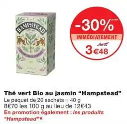 Monoprix Hampstead Thé vert Bio au jasmin offre