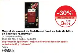 Monoprix Labeyrie Magret de canard du Sud-Ouest fumé au bois de hêtre en émincés offre
