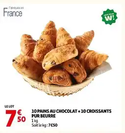 Auchan 10 pains au chocolat + 10 croissants pur beurre offre