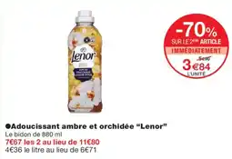 Monoprix Lenor Adoucissant ambre et orchidée offre