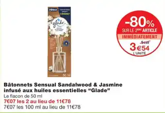 Monoprix Glade Bâtonnets Sensual Sandalwood & Jasmine offre
