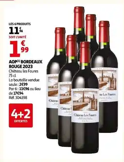 Auchan Chateau les faures aop bordeaux rouge 2023 offre