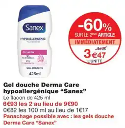 Monoprix Sanex Gel douche Derma Care hypoallergénique offre