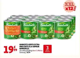 Auchan Bonduelle haricots verts extra fins cuits à la vapeur offre