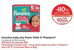 Monoprix Pampers Couches baby-dry Pants Taille 5 offre
