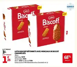 Auchan Lotus biscoff bâtonnets avec morceaux de biscuit caramélisés offre