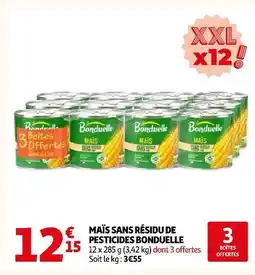 Auchan Bonduelle maïs sans résidu de pesticides offre
