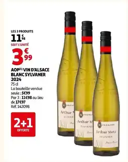 Auchan Arthur mertz vin d'alsace blanc sylvaner 2024 offre