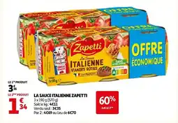 Auchan Zapetti la sauce italienne offre