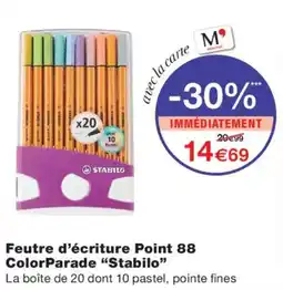 Monoprix STABILo Feutre d'écriture Point 88 ColorParade offre