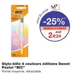 Monoprix BIC Stylo-bille 4 couleurs éditions Sweet Pastel offre