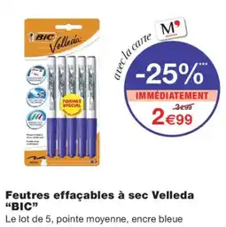 Monoprix BIC Feutres effaçables à sec Velleda offre