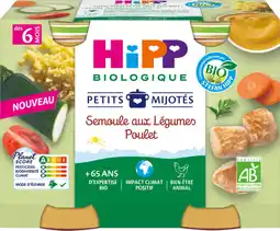 Auchan Hipp semoule aux légumes poulet petits mijotés bio hipp offre