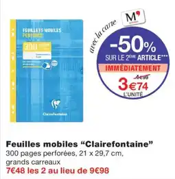 Monoprix Clairefontaine Feuilles mobiles offre
