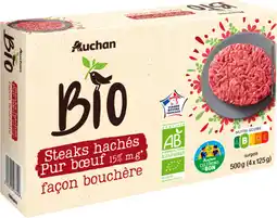 Auchan Auchan bio steaks hachés pur boeuf façon bouchère auchan bio offre