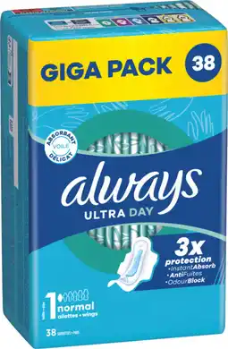 Auchan Always serviettes hygiéniques ultra day always offre