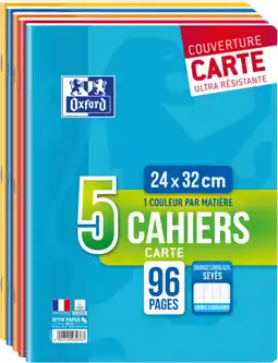 Auchan Oxford ham 5 cahiers oxford 24x32 carton 96p seyes 90g offre