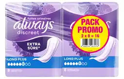 Auchan Supermarché Always discreet serviettes fuites urinaires long plus discreet alwyas offre