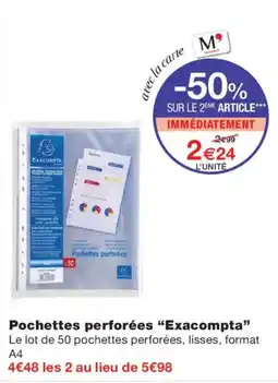 Monoprix Exacompta Pochettes perforées offre