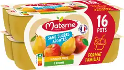Auchan Materne coupelles sans sucres ajoutés pomme poire materne offre