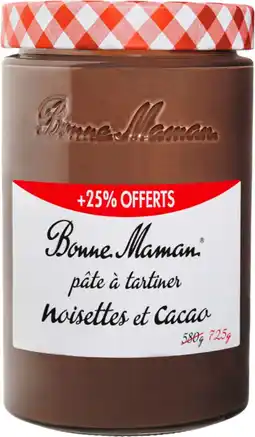 Auchan Bonne maman pâte à tartiner noisettes cacao bonne maman offre