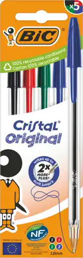 Auchan Supermarché Bic lot de 5 stylos bille cristal bic offre