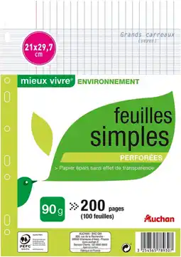 Auchan Supermarché Auchan feuilles simples 200 pages auchan offre