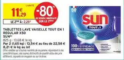 Intermarché Sun - tablettes lave vaisselle tout en 1 regular x50 offre