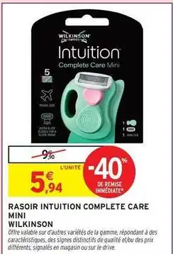 Intermarché Wilkinson - rasoir intuition complete care mini offre