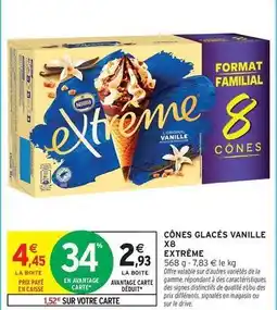 Intermarché Extrême - cônes glacés vanille x8 offre