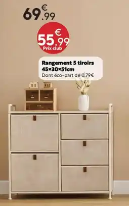 Maxi Bazar Rangement 5 tiroirs offre