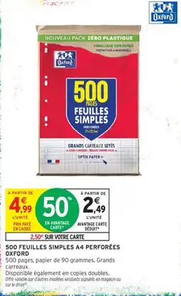 Intermarché Oxford 500 feuilles simples A4 perforées offre