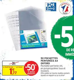 Intermarché OXFORD Pochettes perforées A4 offre
