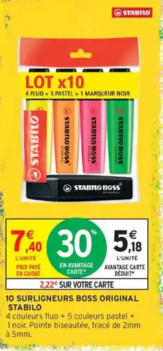 Intermarché STABILO SURLIGNEURS BOSS ORIGINAL offre
