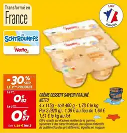 Netto LES SCHTROUMPFS CRÈME DESSERT offre