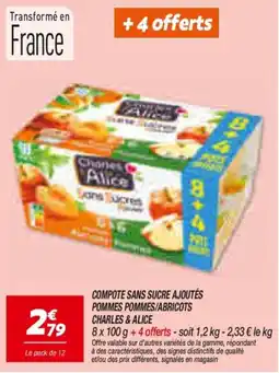Netto CHARLES & ALICE COMPOTE SANS SUCRE AJOUTÉS offre