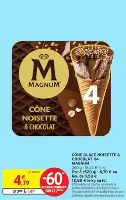 Intermarché MAGNUM CÔNE NOISETTE & CHOCOLAT offre