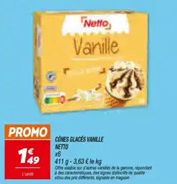 Netto Netto Cônes glacés vanille offre