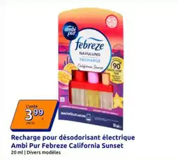 Action Febreze - recharge pour désodorisant électrique ambi pur california sunset offre