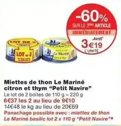 Monop' Petit navire - miettes de thon le marine citron et thym offre