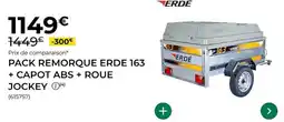 Feu Vert Erde - pack remorque 163 + capot abs + roue jockey offre