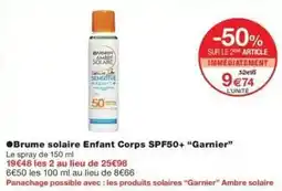 Monop' Garnier - brume solaire enfant corps spf50+ offre
