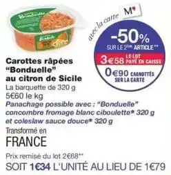 Monop' Bonduelle - carottes râpées bonduelle au citron de sicile offre