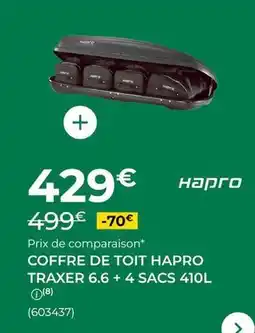Feu Vert Hapro - coffre de toit traxer 6.6 + 4 sacs 410l offre