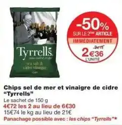 Tyrrells - chips sel de mer et vinaigre de cidre