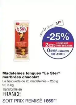 Monop' Le ster - madeleines longues marbrées chocolat offre