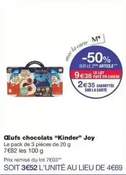 Monop' Kinder - œufs chocolats joy offre