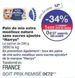 Monop' Harry's - pain de mie extra moelleux nature sans sucres ajoutés offre