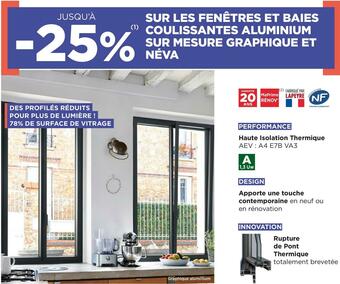 Lapeyre Bon plan sur les fenêtres et baies coulissantes aluminium sur mesure graphique et néva offre