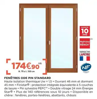 Fenêtres ode pin standard
